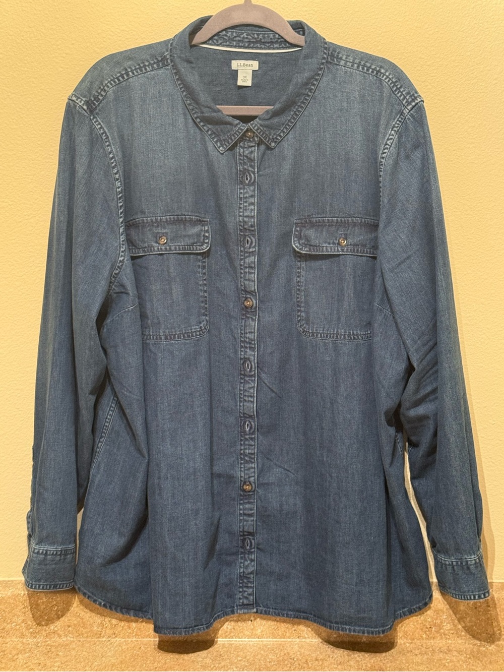 L.L.Bean Women’s Plus Size Classic Denim Button-Up Shirt - 3X